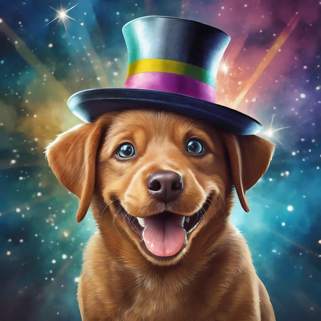 cute brown dog smiling and wearing a magician's hat, with the words How to teach your dog to do simple tricks